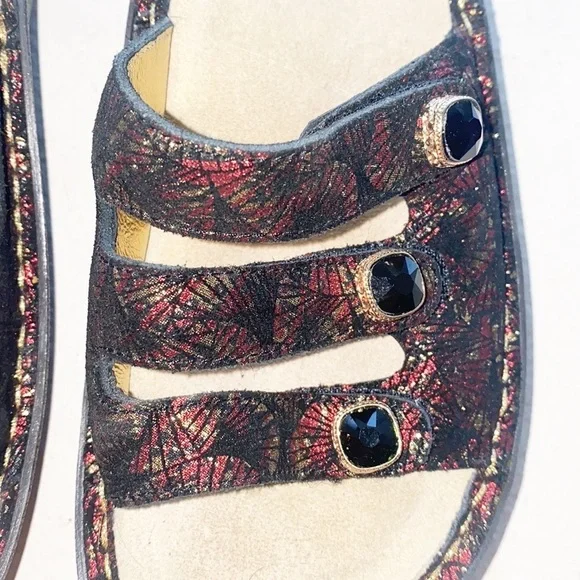 Alegria Kacee Drama Red Black Three Strap Sandals - Picture 2 of 12